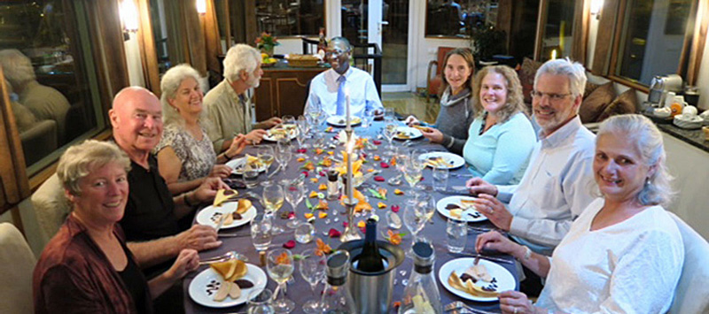 French Hotel Barge Finesse passengers enjoying captain's dinner