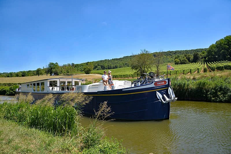 French Hotel Barge Finesse cruising in Burgundy, France