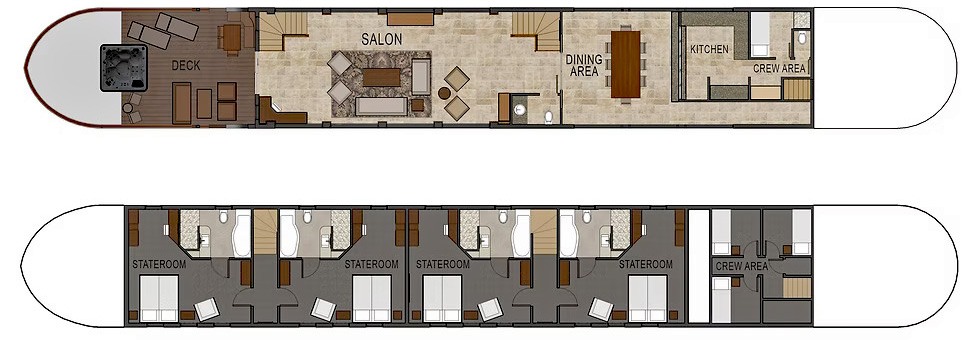 Layout diagram of French Hotel Barge Grand Cru