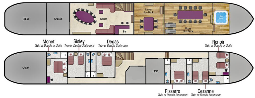 Barge L'Impressionniste's layout diagram