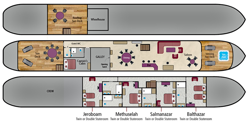 Layout diagram for French Hotel Barge Kir Royale