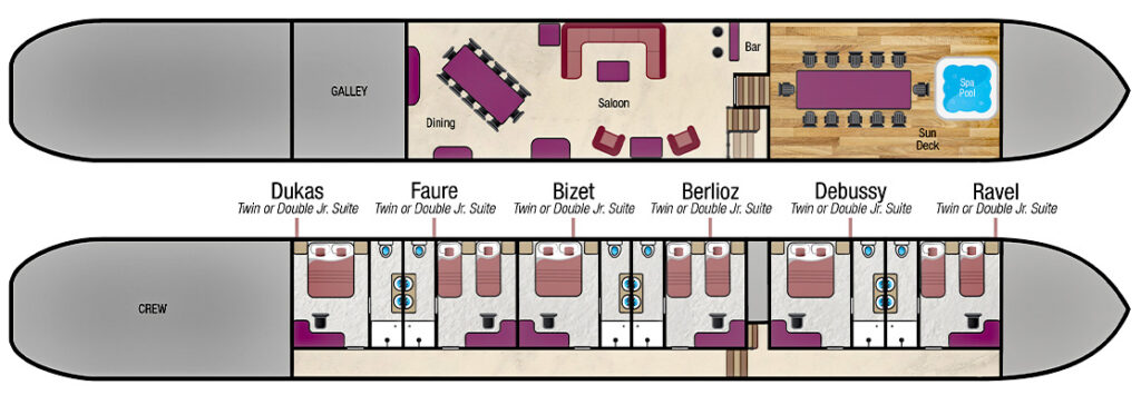 Hotel Barge Panache Layout Diagram