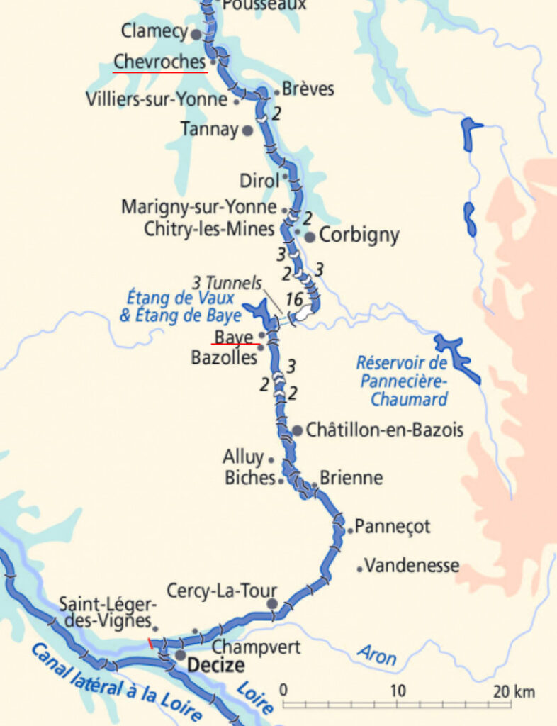 Map of French Hotel Barge Art de Vivre's alternate route