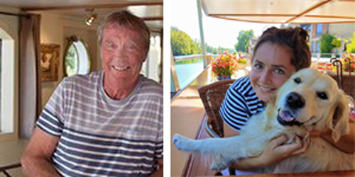 Crew of Hotel Barge Aurora. Owner-operators Steve, Karina & Faye