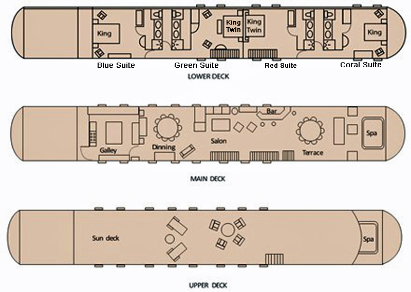 Layout diagram of Hotel Barge Aurora