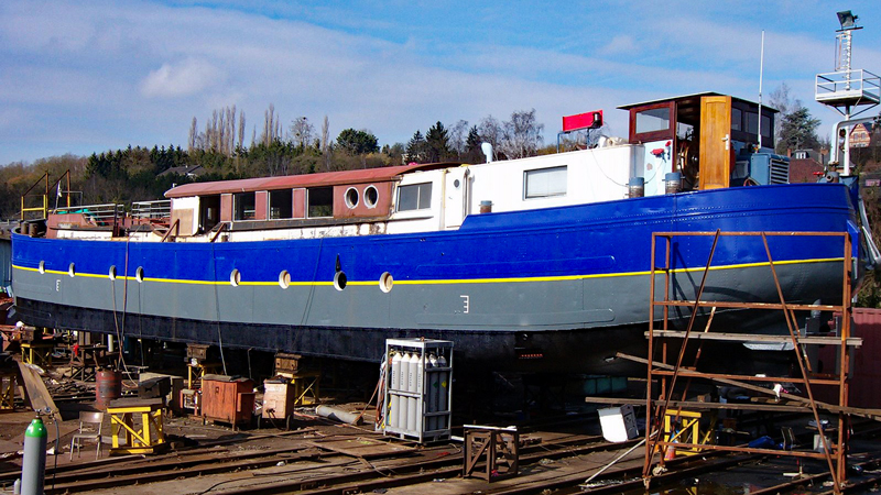 French Hotel Barge Enchante being beautifully transformed