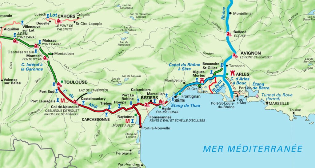 Itinerary map for Agen to Avignon - south of France