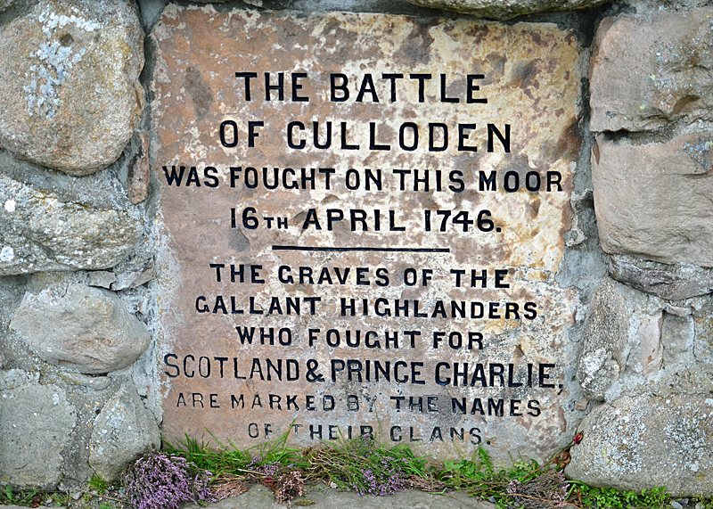 Stone to mark The Battle of Culloden, Scotland
